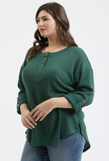 509 Broadway Plus 3/4 Tab Sleeve Henley Top