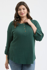 509 Broadway Plus 3/4 Tab Sleeve Henley Top