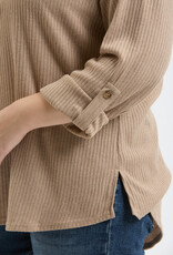 509 Broadway Plus 3/4 Tab Sleeve Henley Top