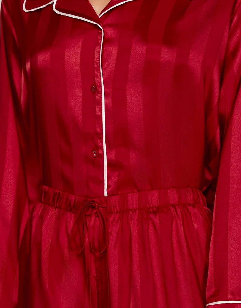 509 Broadway Satin Stripe LS Shorts Pajama Set