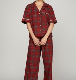 509 Broadway Woven Plaid SS Long Pant Pajama