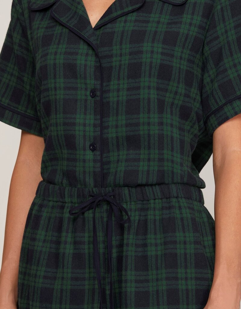 509 Broadway Check Print SS Shorts Pajama Set