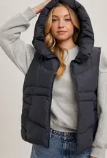 509 Broadway Zipper Down Puffer Hooded Vest