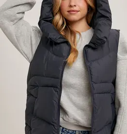 509 Broadway Zipper Down Puffer Hooded Vest