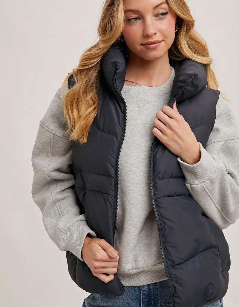 509 Broadway Zipper Down Puffer Hooded Vest