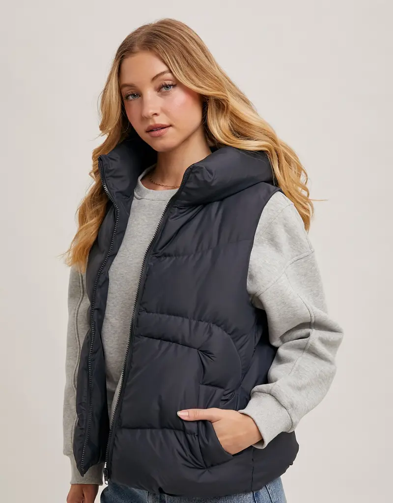 509 Broadway Zipper Down Puffer Hooded Vest