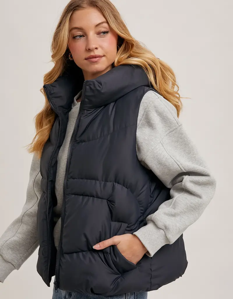 509 Broadway Zipper Down Puffer Hooded Vest