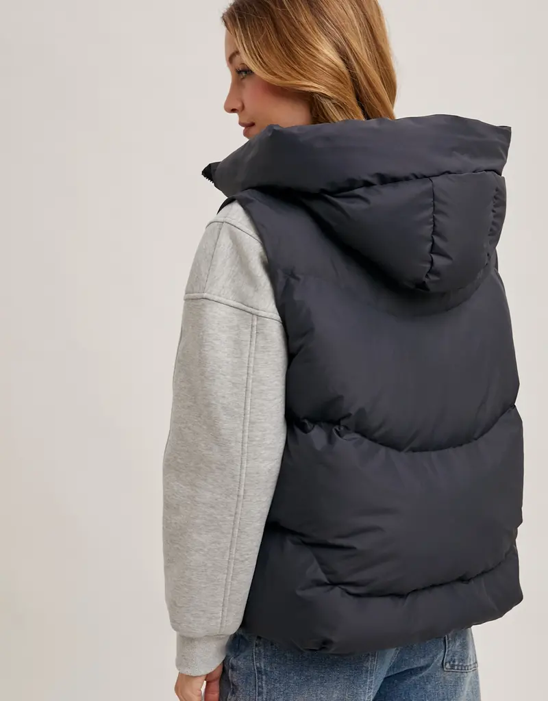 509 Broadway Zipper Down Puffer Hooded Vest