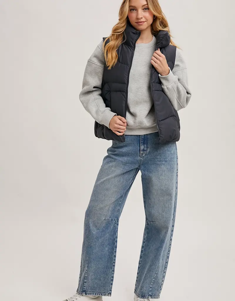 509 Broadway Zipper Down Puffer Hooded Vest