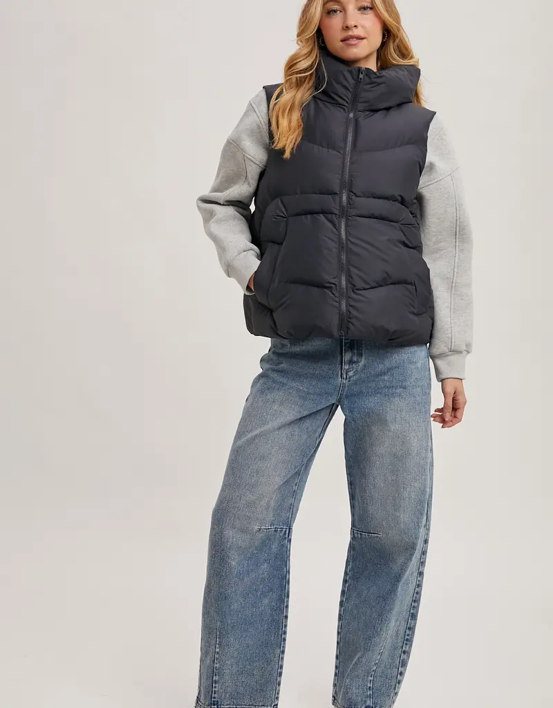 509 Broadway Zipper Down Puffer Hooded Vest