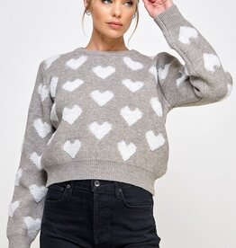 509 Broadway Raised Heart Long Sleeve Pullover