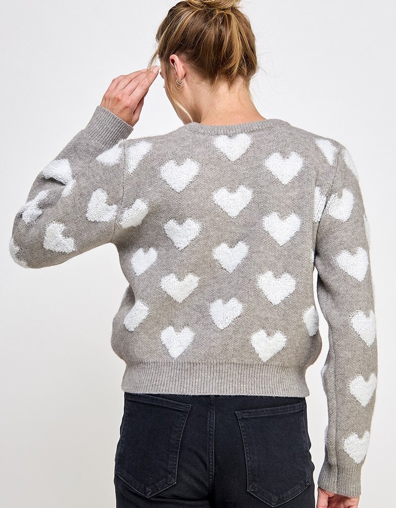 509 Broadway Raised Heart Long Sleeve Pullover