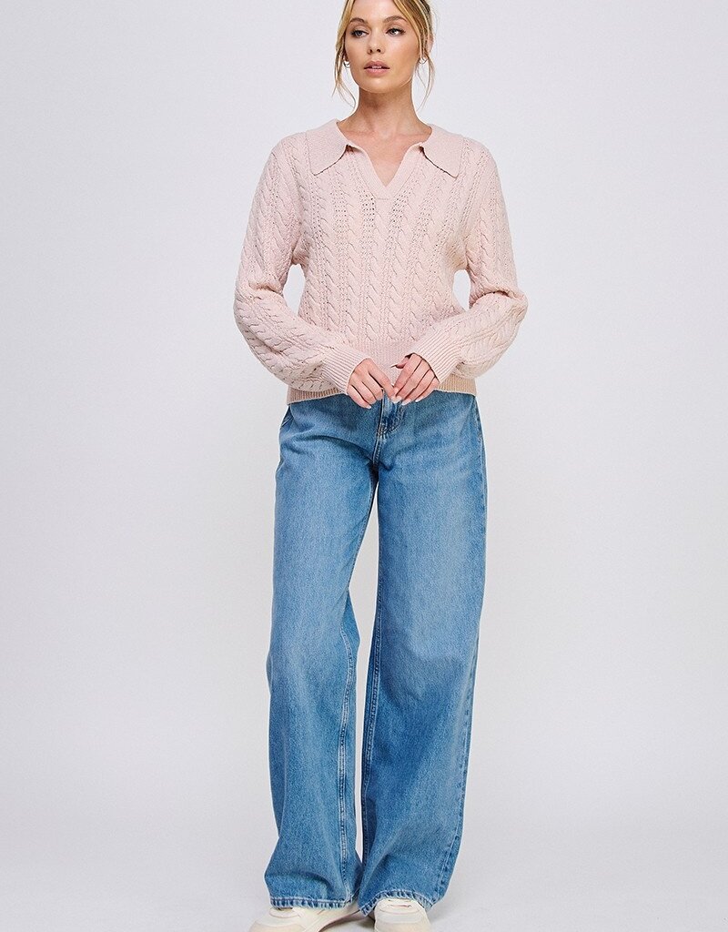 509 Broadway Soft Cable Knit Pullover Sweater
