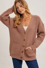 509 Broadway Button Down Ribbed Knit Sweater Cardi