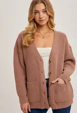 509 Broadway Button Down Ribbed Knit Sweater Cardi