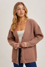 509 Broadway Button Down Ribbed Knit Sweater Cardi