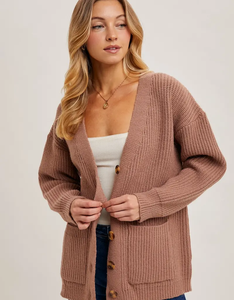 509 Broadway Button Down Ribbed Knit Sweater Cardi