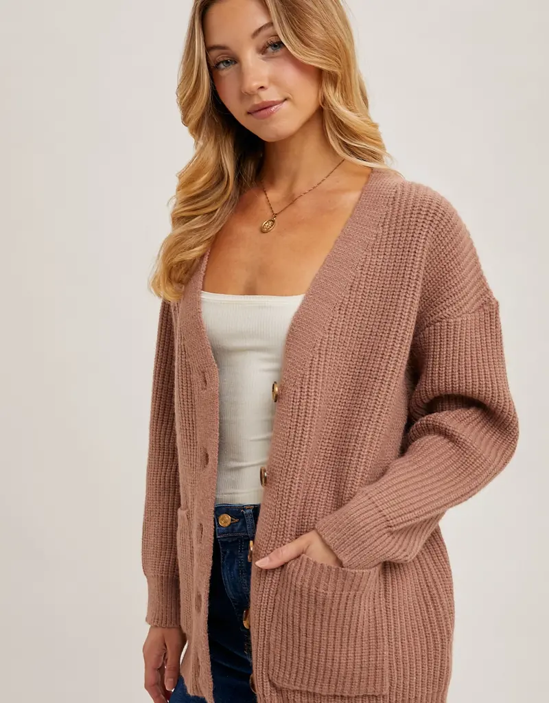 509 Broadway Button Down Ribbed Knit Sweater Cardi