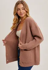 Bluivy Button Down Ribbed Knit Sweater Cardi