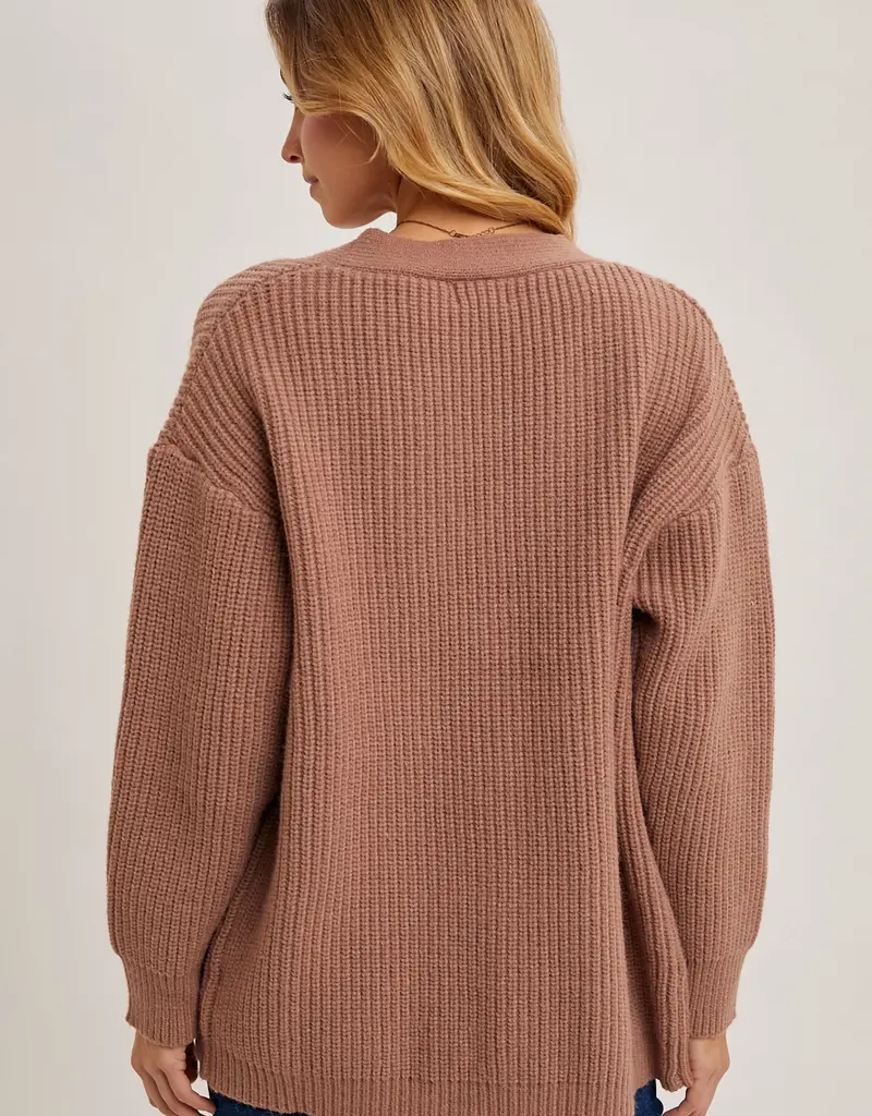 509 Broadway Button Down Ribbed Knit Sweater Cardi