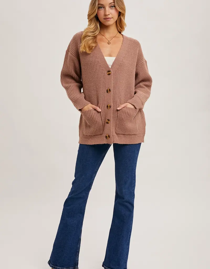 509 Broadway Button Down Ribbed Knit Sweater Cardi