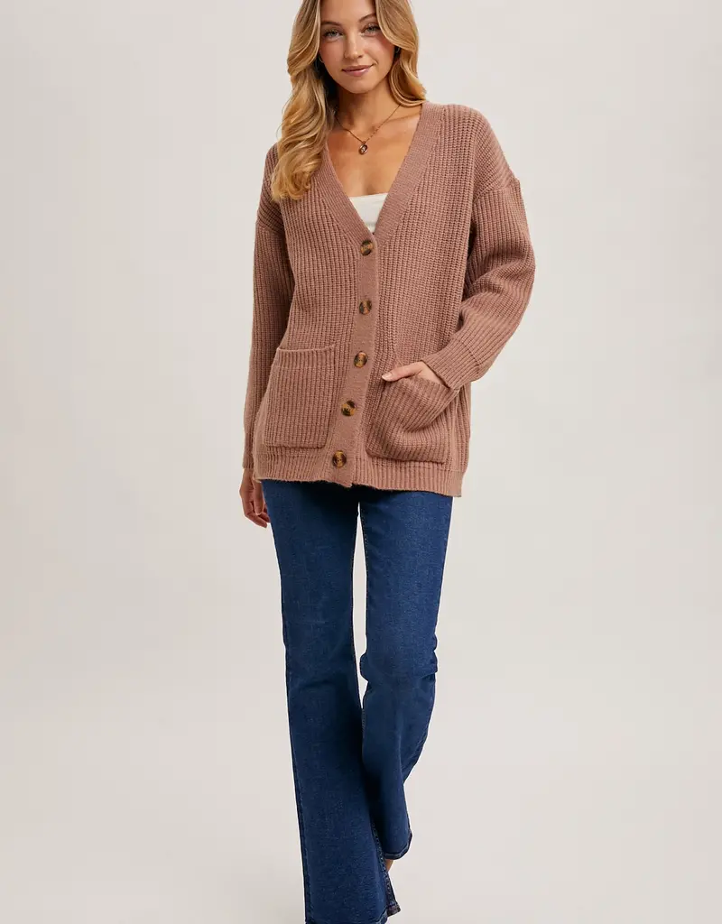 Bluivy Button Down Ribbed Knit Sweater Cardi