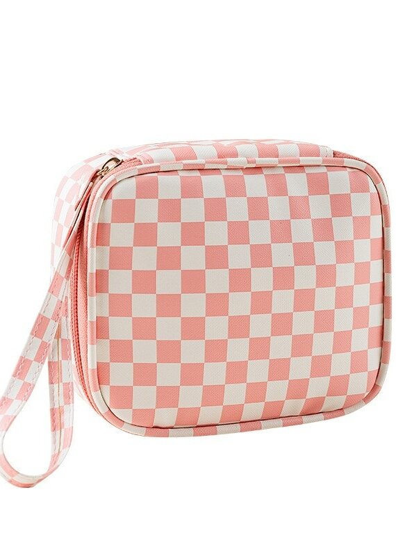 509 Broadway Travel Checker Makeup Pouch