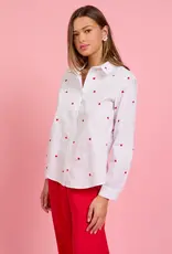 509 Broadway Poplin Heart Embroidered Shirt