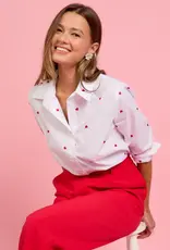 509 Broadway Poplin Heart Embroidered Shirt