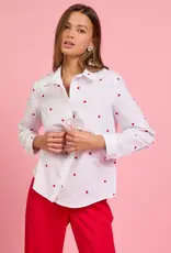 509 Broadway Poplin Heart Embroidered Shirt