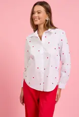 509 Broadway Poplin Heart Embroidered Shirt