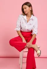 509 Broadway Poplin Heart Embroidered Shirt