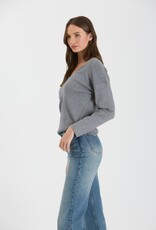 509 Broadway Solid V Neck Font Seam Sweater