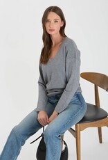 509 Broadway Solid V Neck Font Seam Sweater