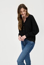 509 Broadway V-Neck Half Button LS Top