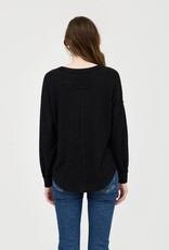 509 Broadway V-Neck Half Button LS Top