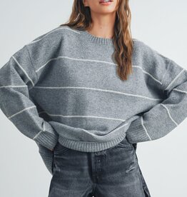 509 Broadway Striped Pattern Drop Shoulder Sweater