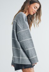 509 Broadway Striped Pattern Drop Shoulder Sweater