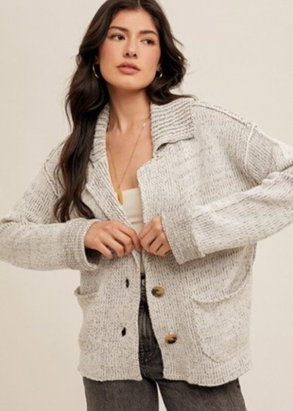 509 Broadway Reverse Seam Detail Sweater Cardigan