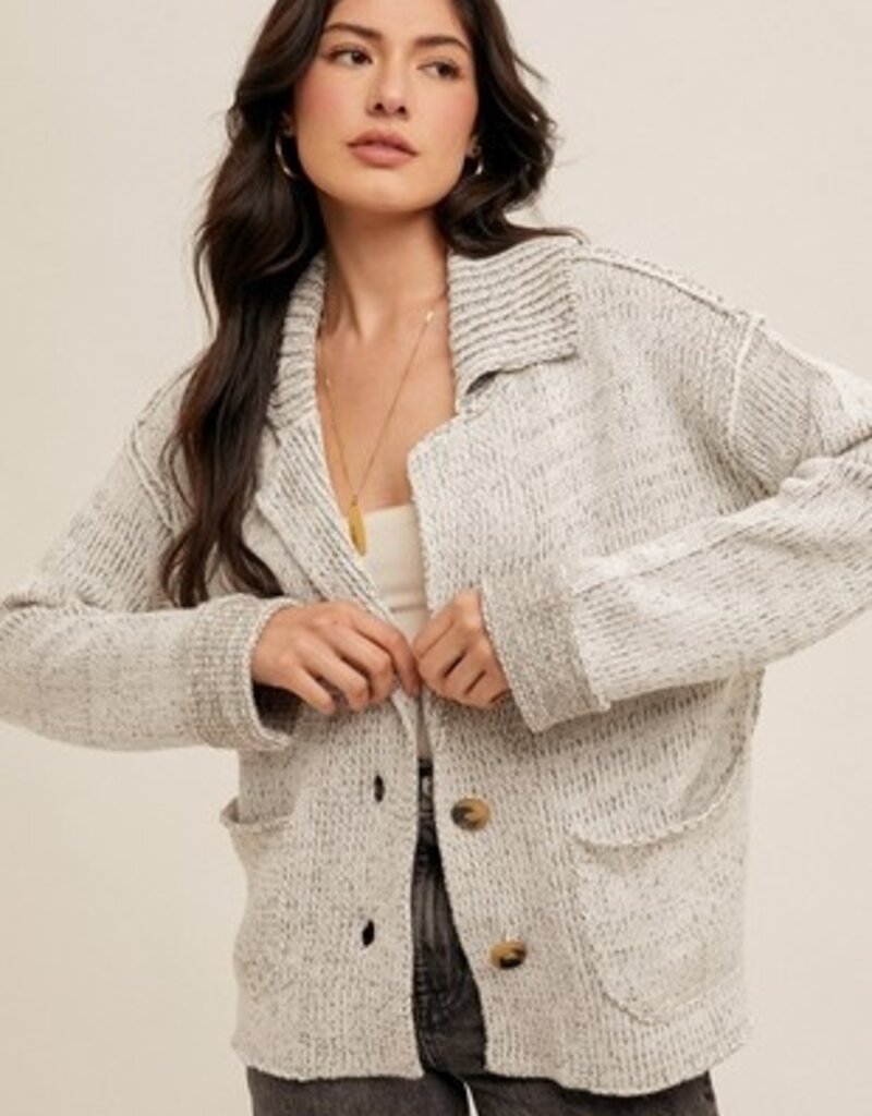 509 Broadway Reverse Seam Detail Sweater Cardigan