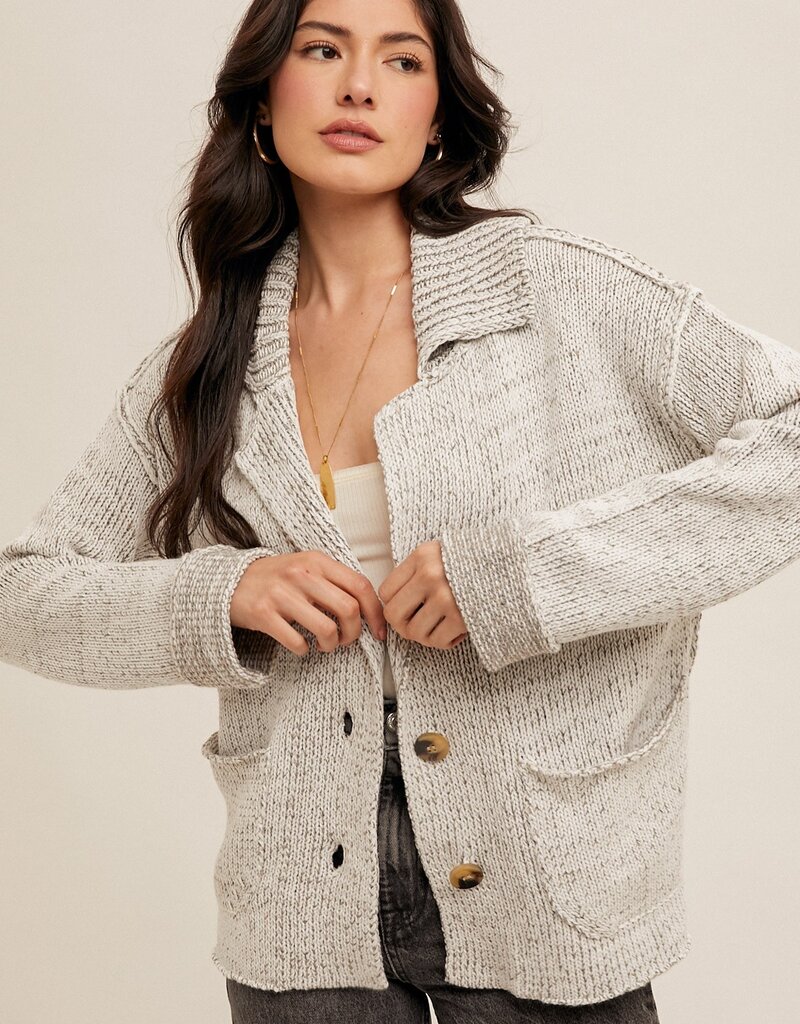 509 Broadway Reverse Seam Detail Sweater Cardigan