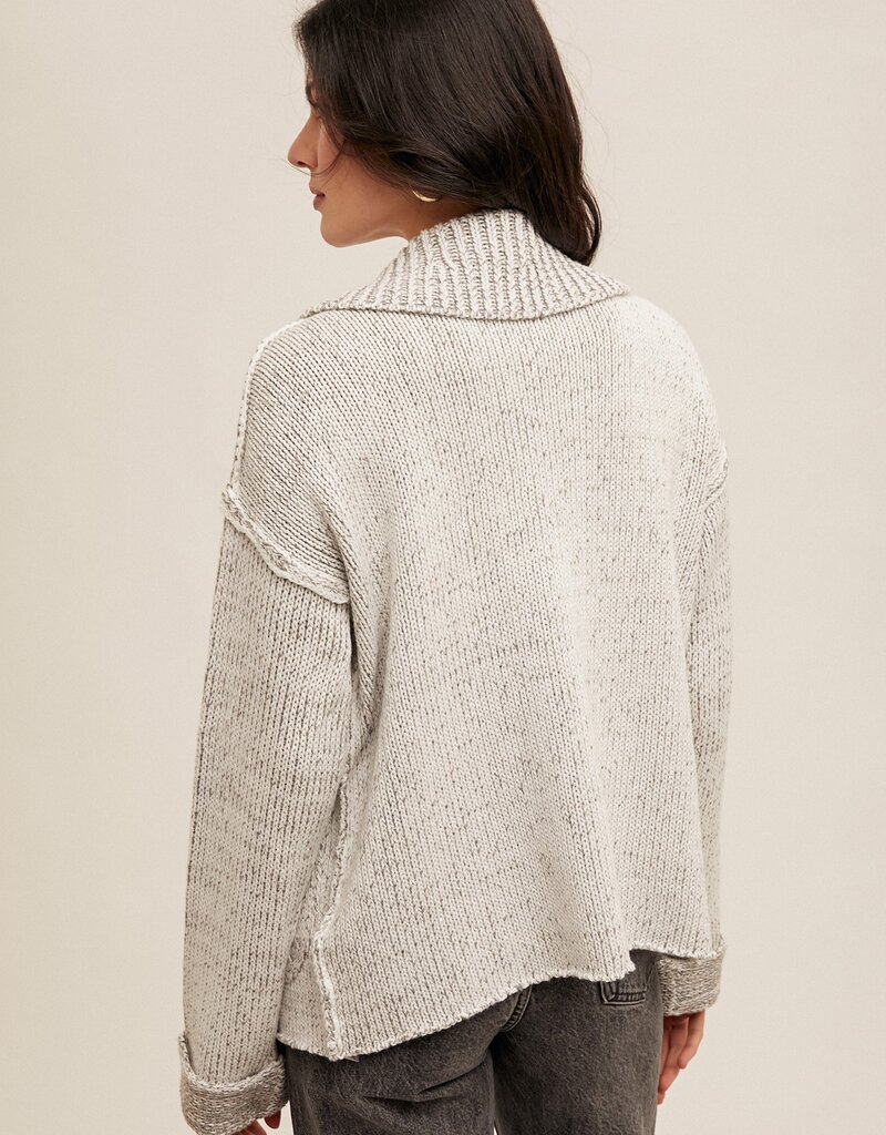 509 Broadway Reverse Seam Detail Sweater Cardigan