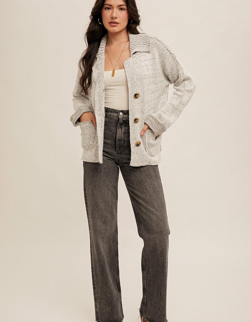 509 Broadway Reverse Seam Detail Sweater Cardigan