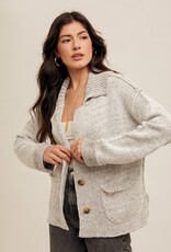 509 Broadway Reverse Seam Detail Sweater Cardigan