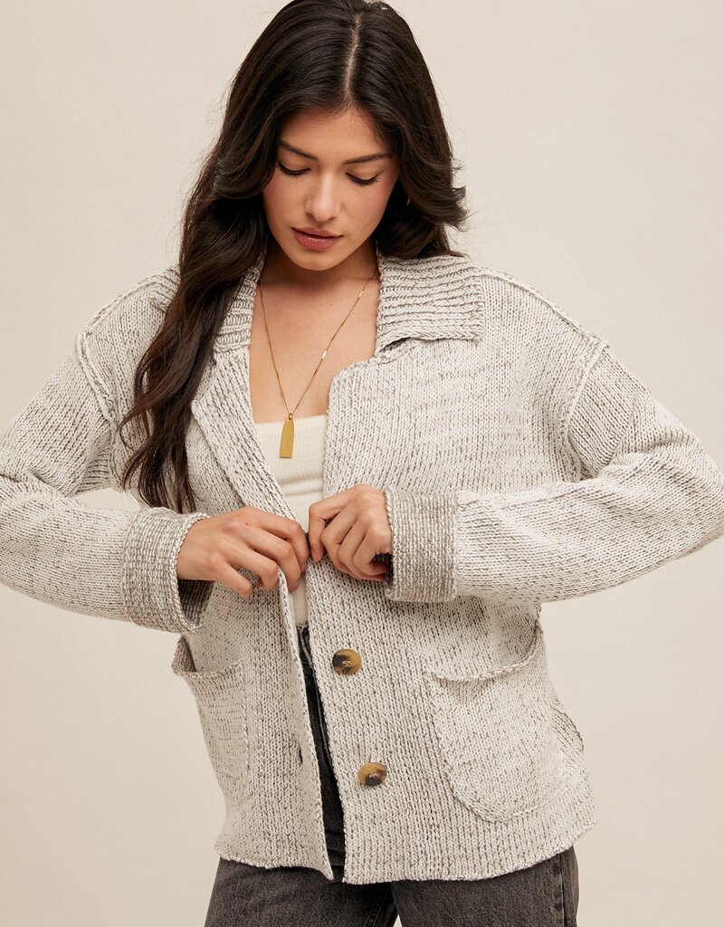 509 Broadway Reverse Seam Detail Sweater Cardigan
