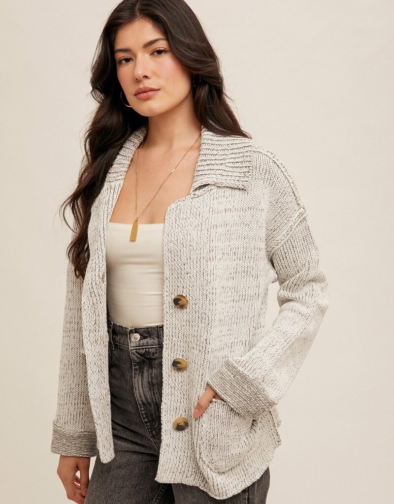 509 Broadway Reverse Seam Detail Sweater Cardigan