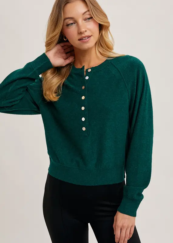 509 Broadway Half Button Knit Sweater