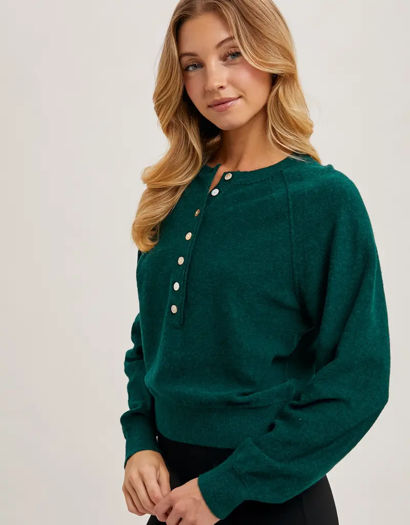 509 Broadway Half Button Knit Sweater