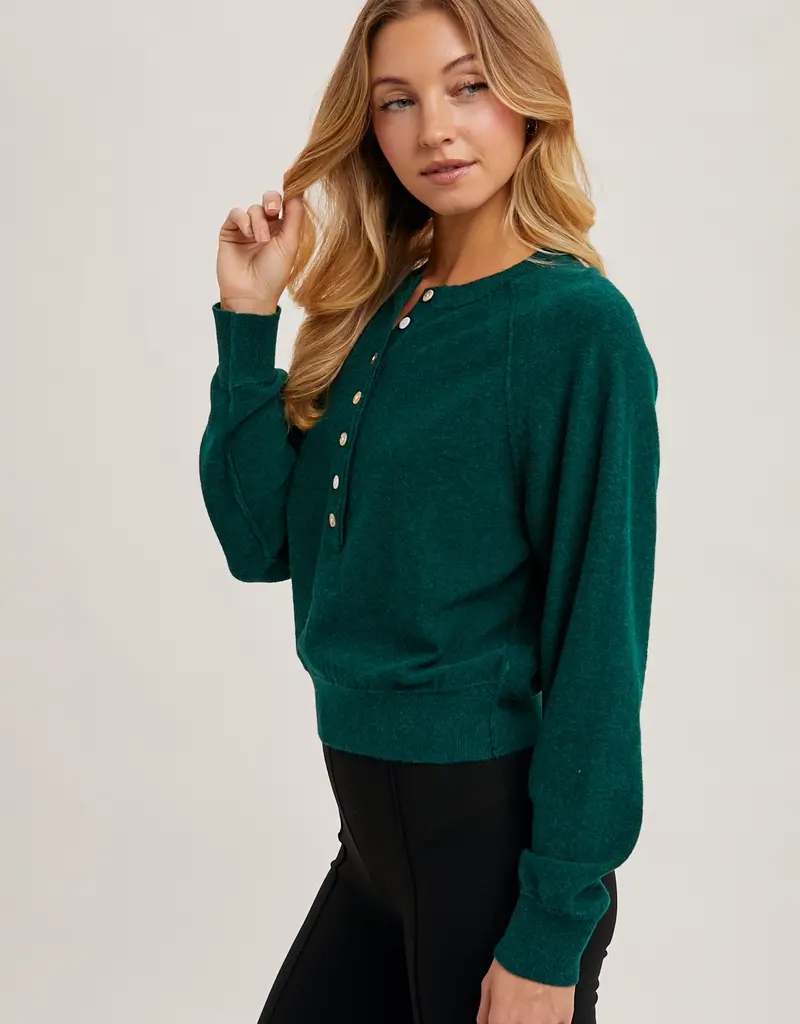 509 Broadway Half Button Knit Sweater