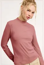 509 Broadway Stretchy Ribbed LS Mock Neck Top